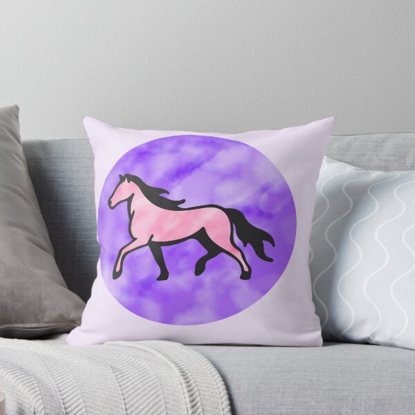 Artikelvorschau, Rosa Aquarell-Pferd mit lila Hintergrund entworfen und verkauft von eidrood.