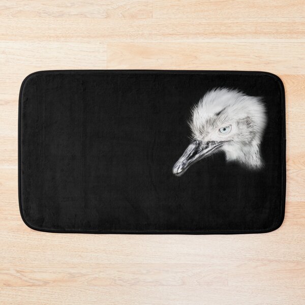 Item preview, white rhea bird portrait on black background designed and sold by Nikoleta Vukovic.
