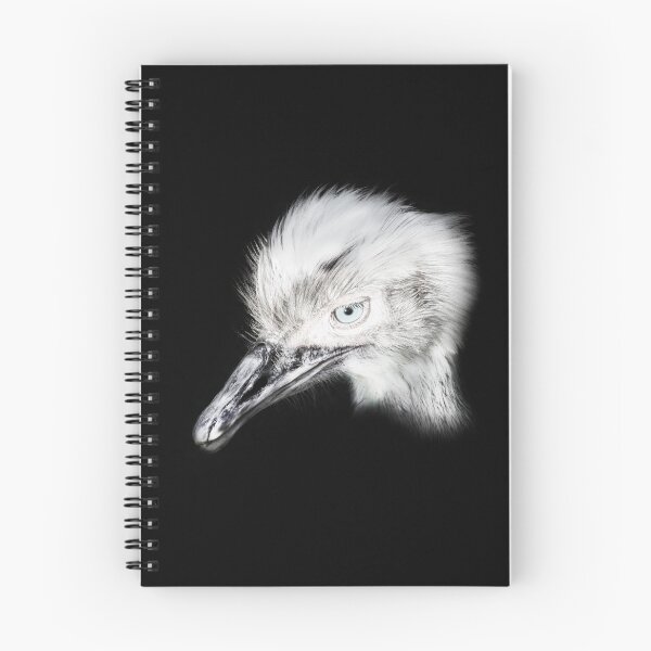 Item preview, white rhea bird portrait on black background designed and sold by Nikoleta Vukovic.