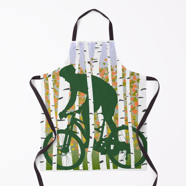 Item preview, Mountain Biker in a Birch Tree Forest in Autumn designed and sold by Rahdoo.