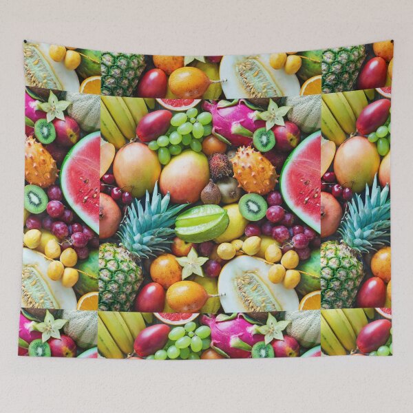 Item preview, tropical food pineapple pitaya ananas mango kiwi grapes dragonfruit acai pattern designed and sold by conceptDVS.