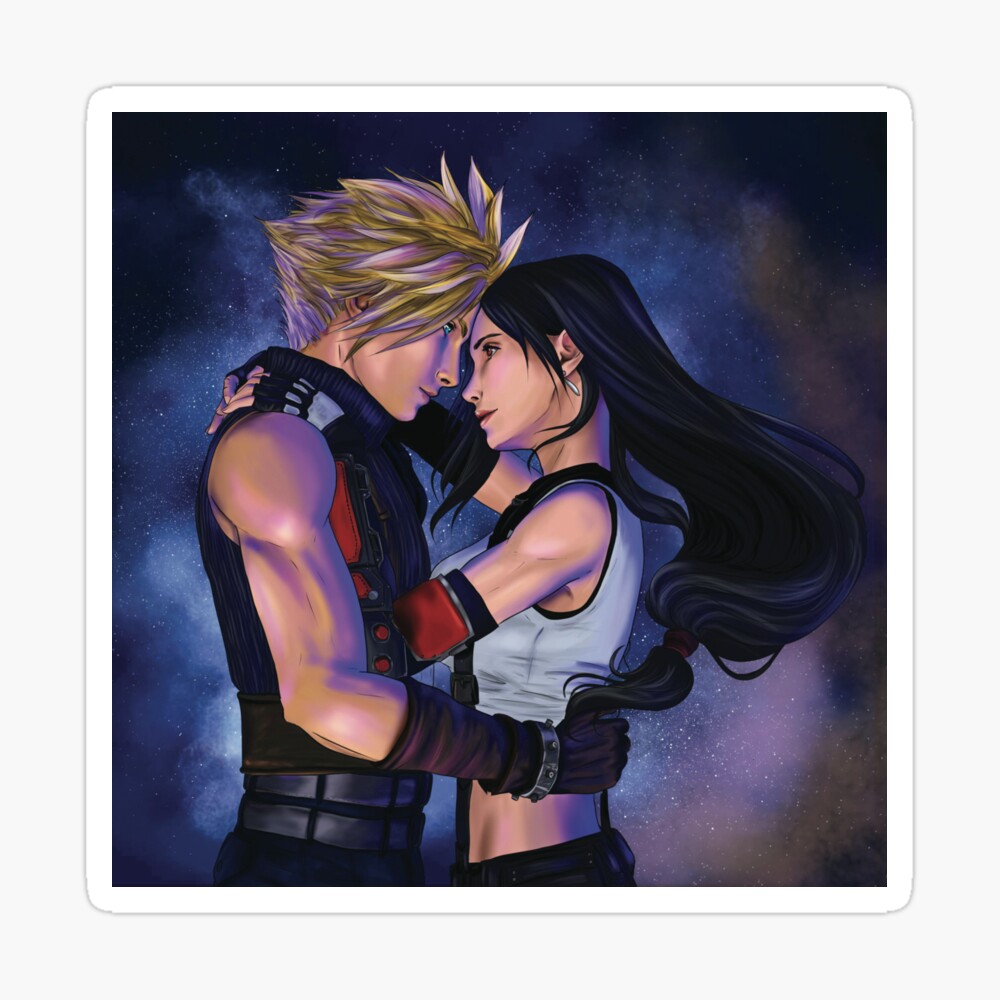 Cloud and Tifa - Blue neon