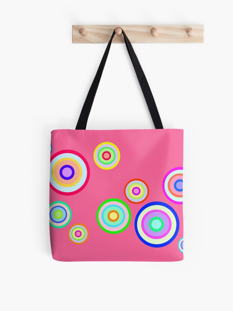 Geometric Pattern Shoulder Tote Bag Double Handle Neon Pink Funky