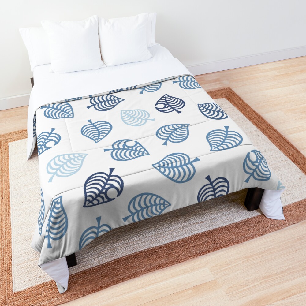 Nook Leaf Aloha Logo - Blue on White Comforter