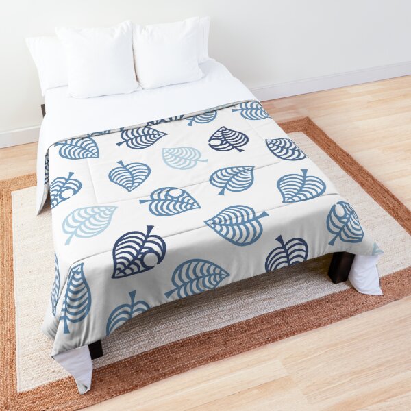 Nook Leaf Aloha Logo - Blue on White Comforter