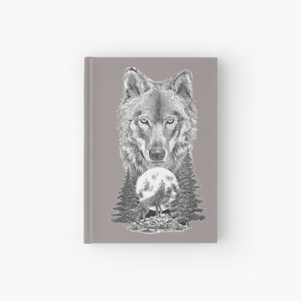 Wolf With Moon Hardcover Journals Redbubble - wolves life 3 roblox wolf life wolf beautiful sunset