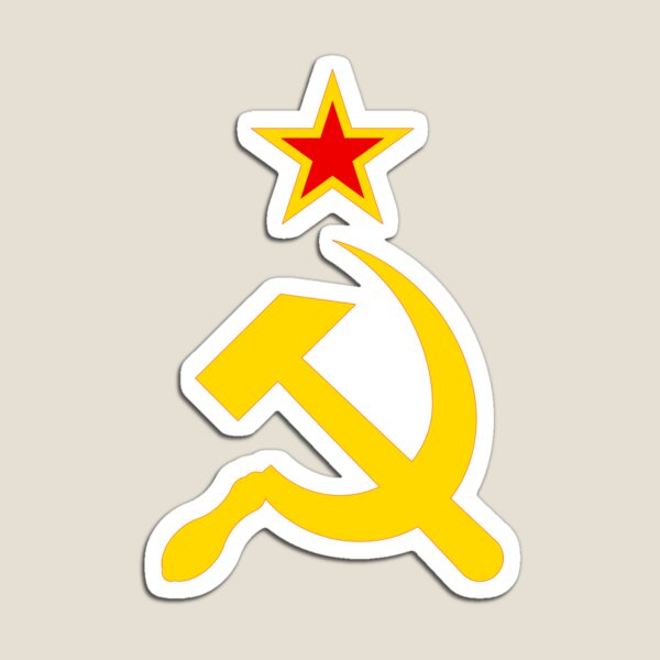 Red star and golden hammer and sickle Magnet