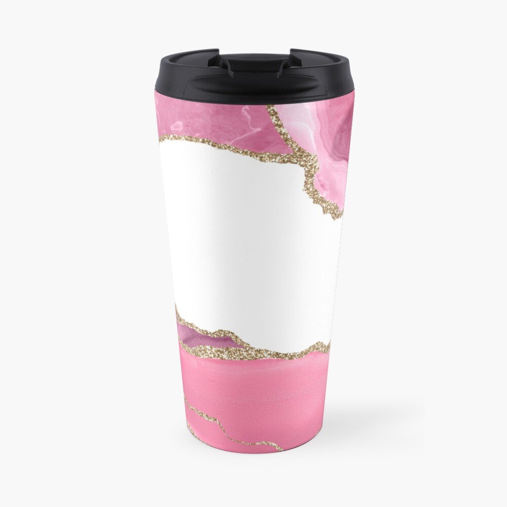 Pink Blush Agate Marble Landscape I Travel Mug