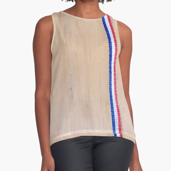 French Flag on Wood Photo Texture Sleeveless Top