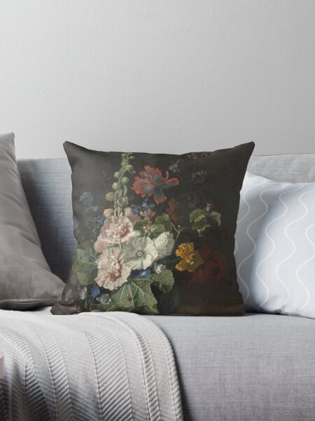 Aperçu de l'œuvre Jan Van Huysum - roses trémières et autres fleurs dans un vase créée et vendue par artcenter.