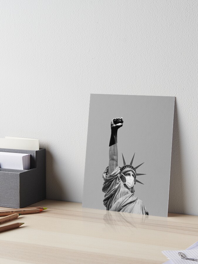 statue of liberty black power salute fist face mask