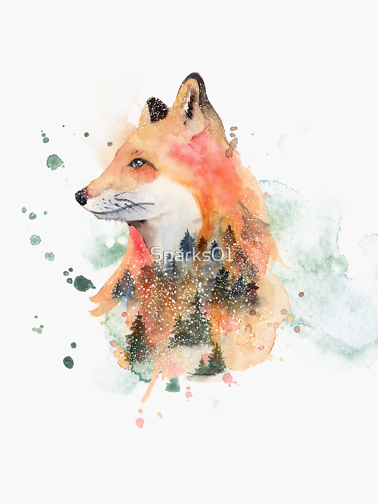 Premium Photo  Contemporary abstract art double exposure of red fox and  forest landscape superb