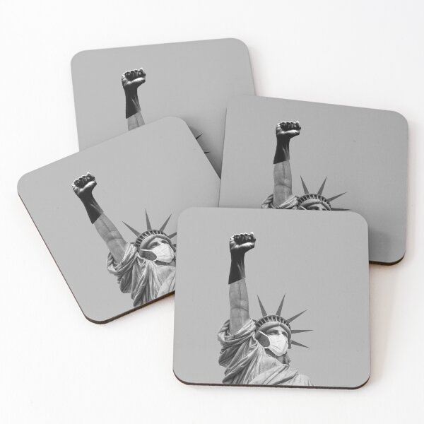 Item preview, statue of liberty black power salute fist face mask designed and sold by Teecha.