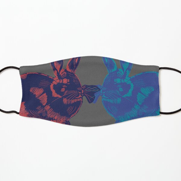 Two rabbits drawing on the dark grey background Kids Mask