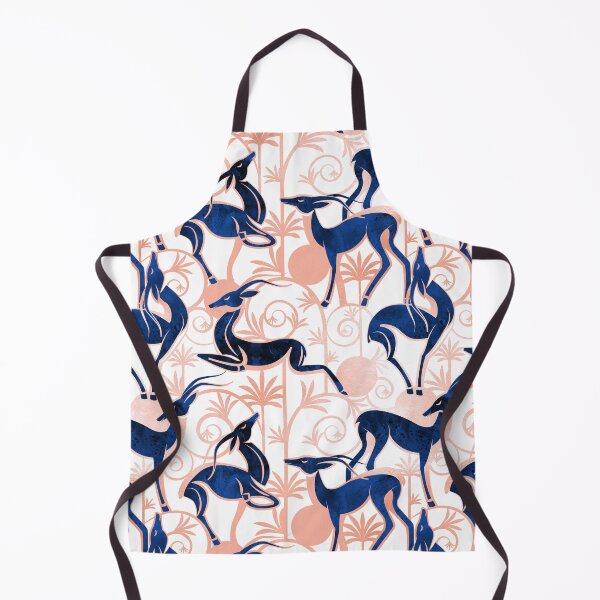 Item preview, Deco Gazelles Garden // white background navy animals and rose metal textured decorative elements designed and sold by SelmaCardoso.
