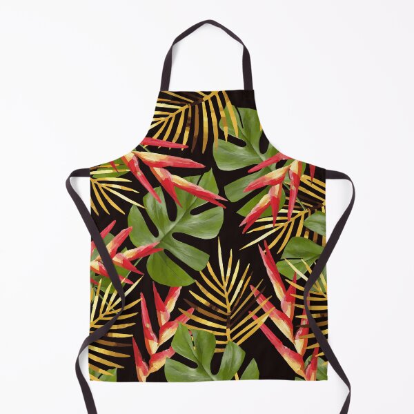 Item preview, Heliconia Flowers with Palm Tree Leaf Monstera black designed and sold by Move-Art.
