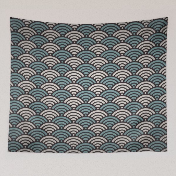 Item preview, Japanese blue seigaiha wave pattern designed and sold by thehollowpoint.