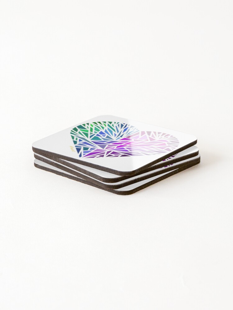 Thumbnail 4 of 5, Coasters (Set of 4), Abstract Polygon Heart designed and sold by TheRedPrincess.