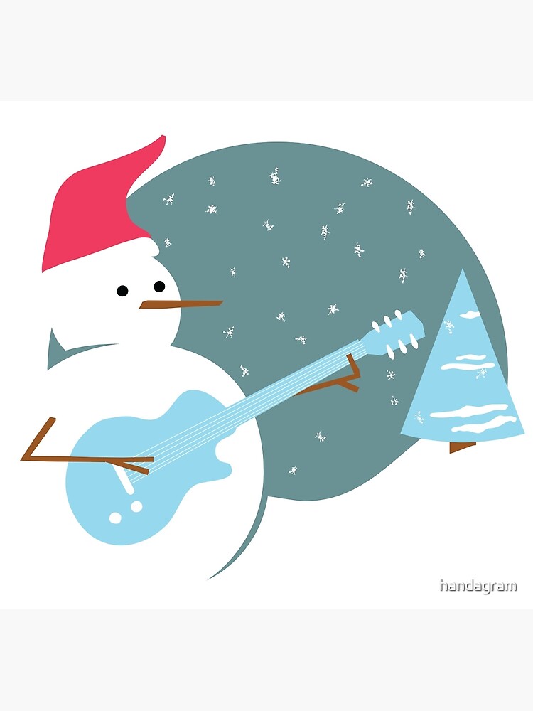 Snowman On Guitar Greeting Card For Sale By Handagram Redbubble