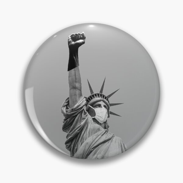 Item preview, statue of liberty black power salute fist face mask designed and sold by Teecha.