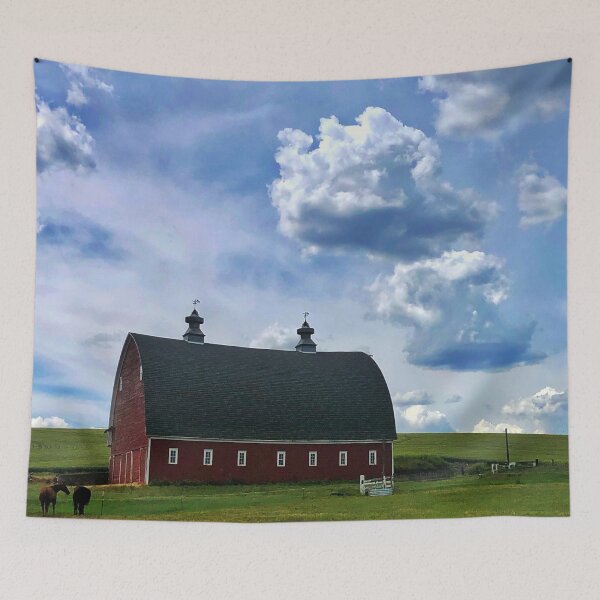 Item preview, Barn, Horses and Clouds designed and sold by tammyschroder.