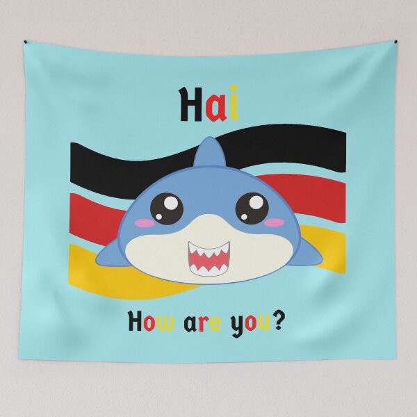 Item preview, Hai (shark in German) Hi - How are you - Cute Funny Deutsch Greeting designed and sold by Time4German.