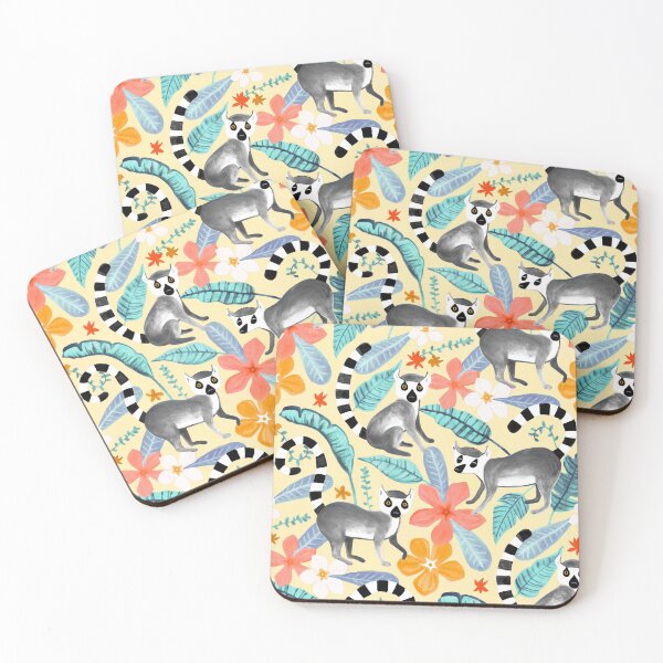 Item preview, Gouache Lemur Land on Cream  designed and sold by TigaTiga.