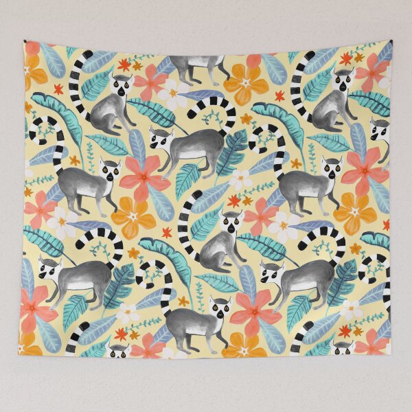 Item preview, Gouache Lemur Land on Cream  designed and sold by TigaTiga.