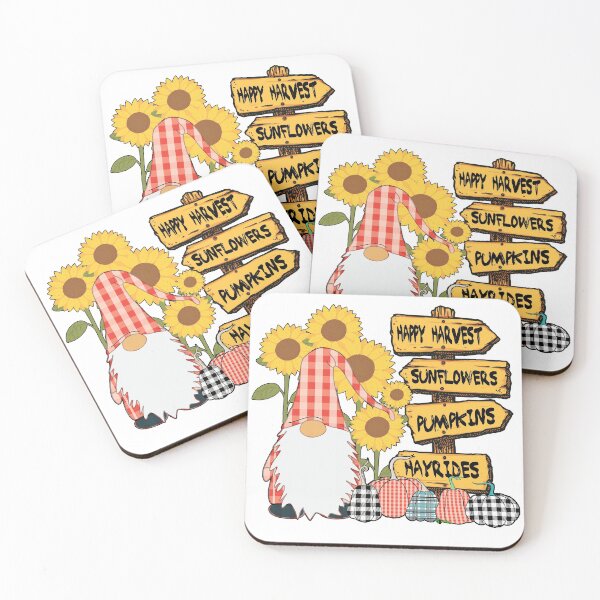 Item preview, Happy Harvest Nordic Gnome Gingham Plaid Pumpkins Sunflowers Fall designed and sold by funnytshirtemp.
