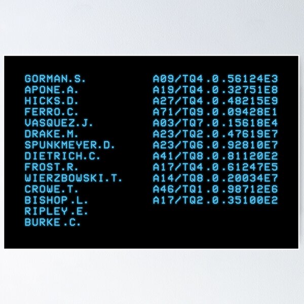 Item preview, USS Sulaco Colonial Marines crew roster designed and sold by dirimir.