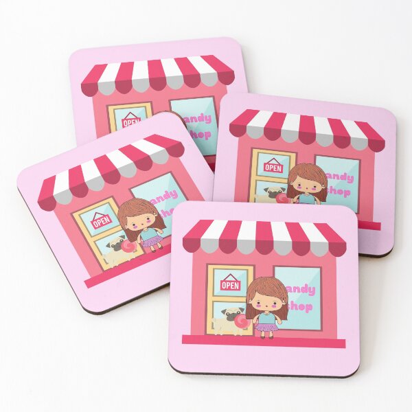 Item preview, Little Girl at Candy Shop with Dog Licking Lollipop designed and sold by KishShop.