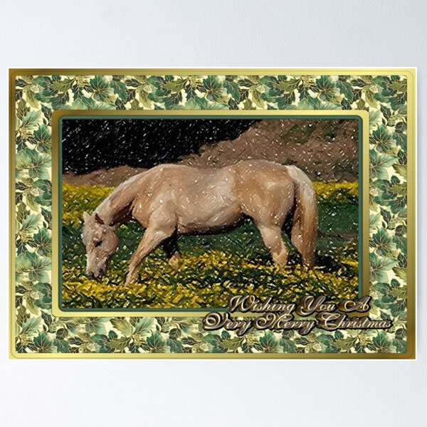 Aperçu de l'œuvre Palomino Quarter Horse Blank Christmas Card créée et vendue par Oldetimemercan.