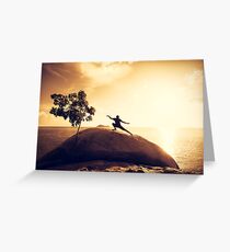 Sunset Tai Chi in Yellow Greeting Card