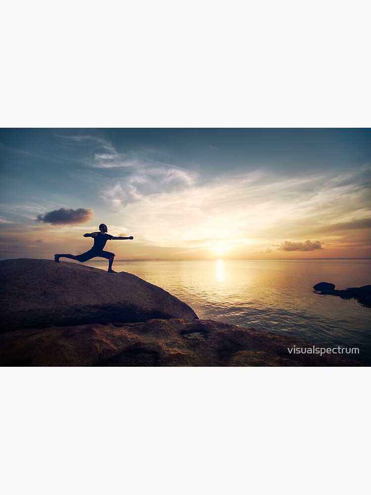 Warrior Yoga by the Ocean Poster for Sale by visualspectrum