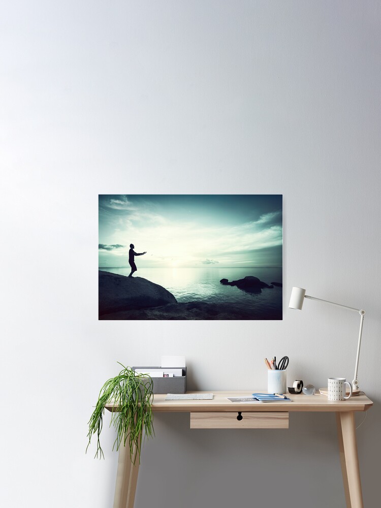 yoga at sunset Poster