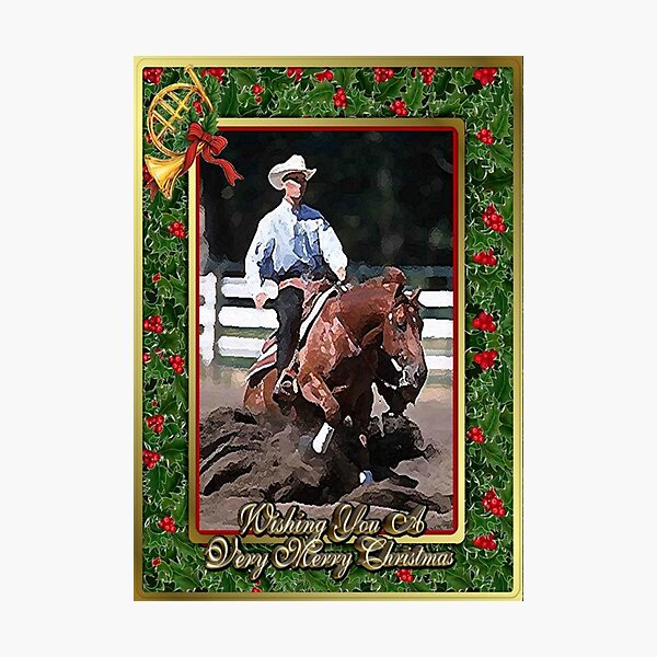 Aperçu de l'œuvre Quarter Horse Reining Blank Christmas Card créée et vendue par Oldetimemercan.