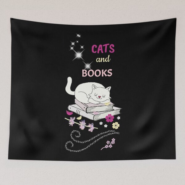 Item preview, Cats And Books Shower Curtain, Blanket, Etc. designed and sold by KatjaRedbubble.