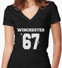 Supernatural - Winchester Jersey #67 Women's Fitted V-Neck T-Shirt