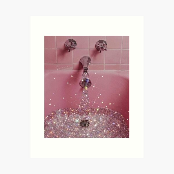Item preview, Pink rose pastel vintage glittery bath  designed and sold by samararibas.