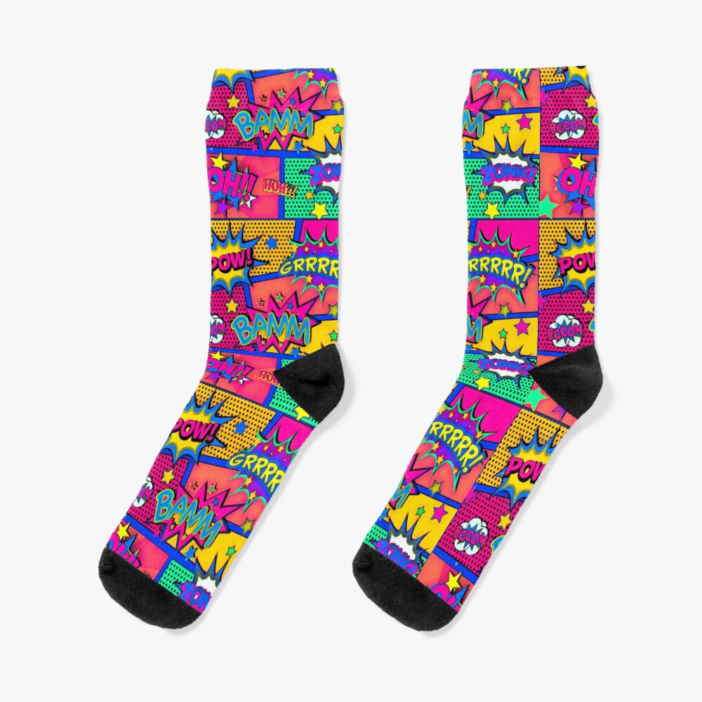"Colorful Comic Book Panels" Socks for Sale by Alondra Redbubble