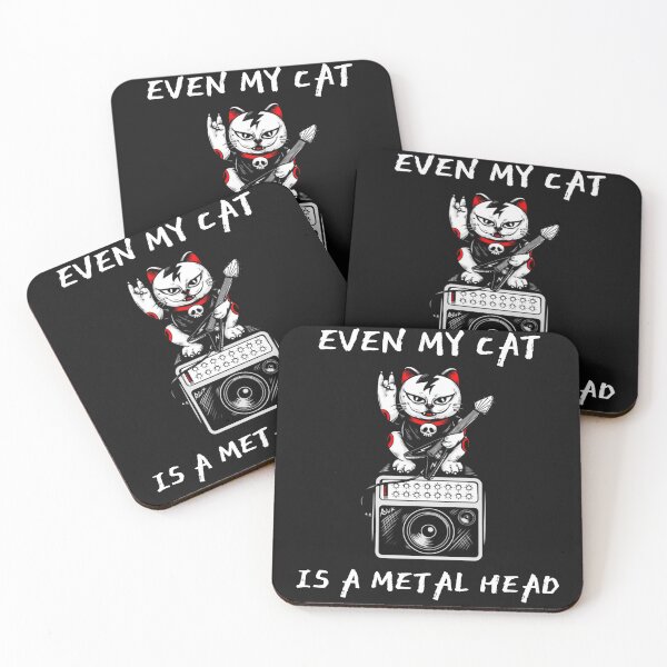 Even My Cat Is A Metal Head Coasters (Set of 4)