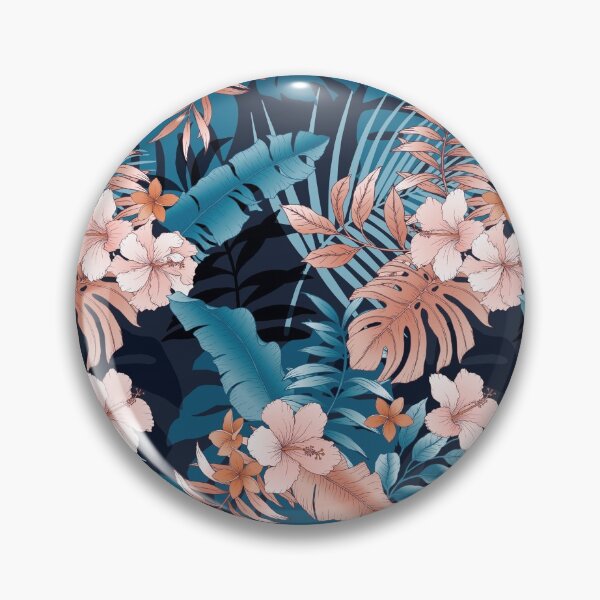 Aperçu de l'œuvre Imprimé Tropical Vacation en bleu marine et orange créée et vendue par STUDIOFLOW.