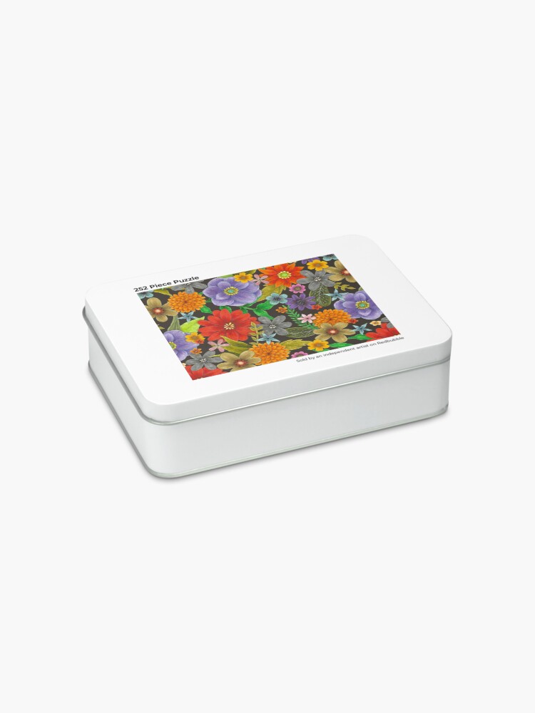 Alternate view of big bright flowers on black Jigsaw Puzzle