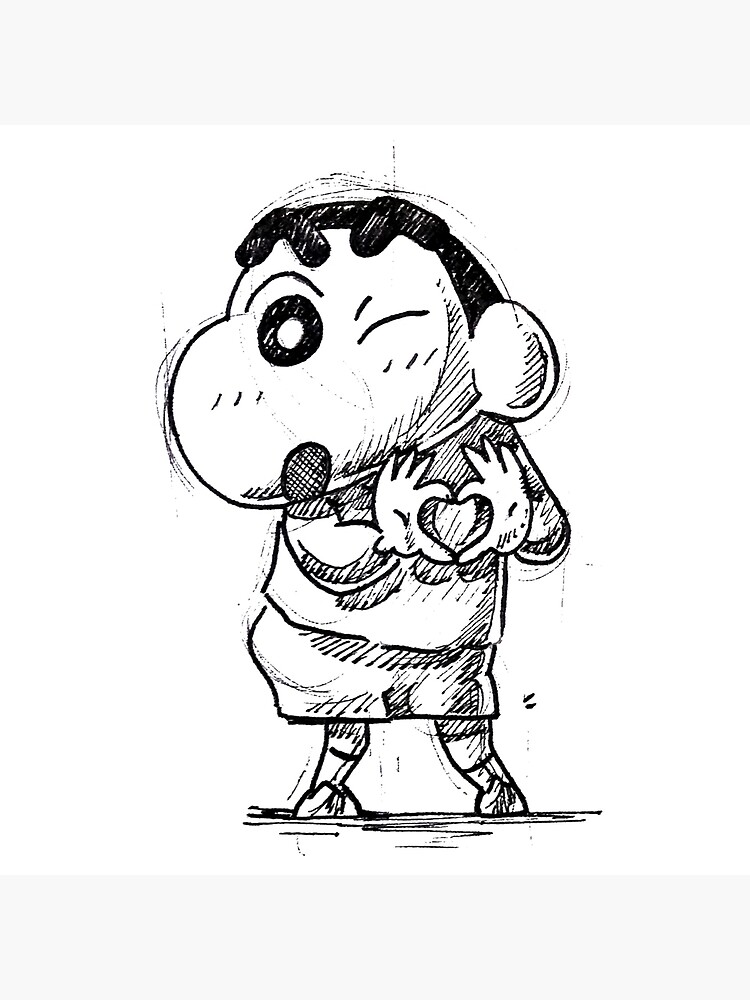 Shin Chan wink heart, shin chan Japanese classic anime, 90s cartoon, funny  boy sketch, cartoon sketch design, shinchan fan art | Art Board Print