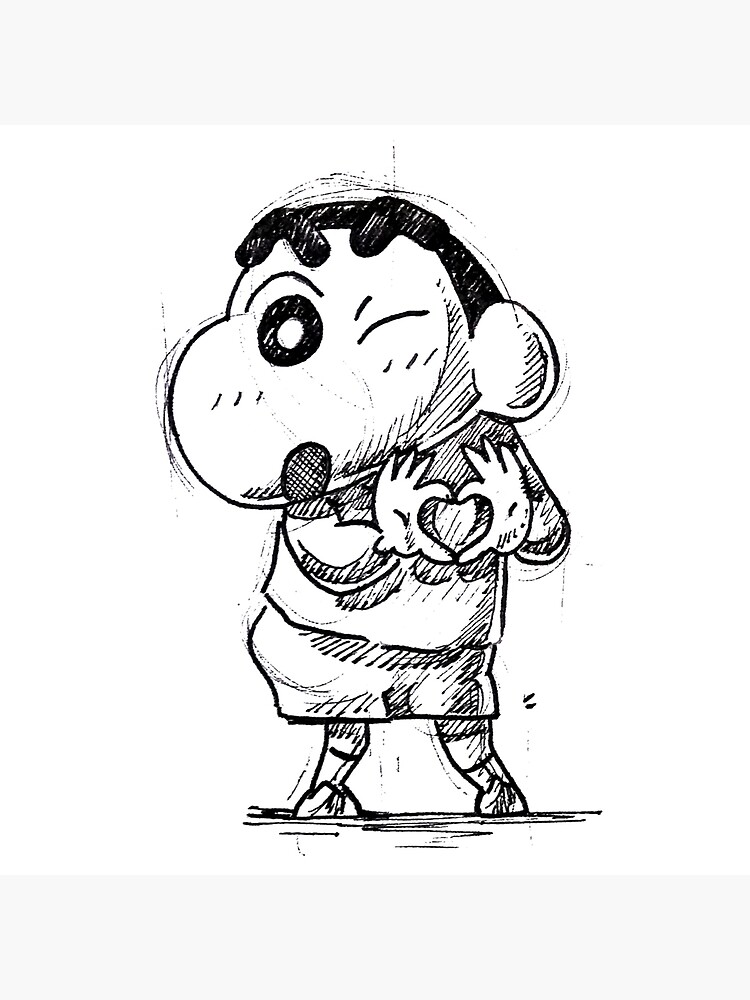 Shin Chan wink heart, shin chan Japanese classic anime, 90s cartoon, funny  boy sketch, cartoon sketch design, shinchan fan art Poster by Mariuki Flow