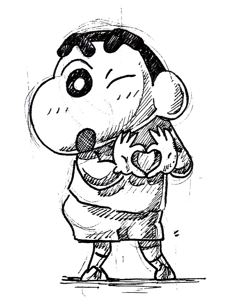 Shin Chan wink heart, shin chan Japanese classic anime, 90s cartoon, funny  boy sketch, cartoon sketch design, shinchan fan art