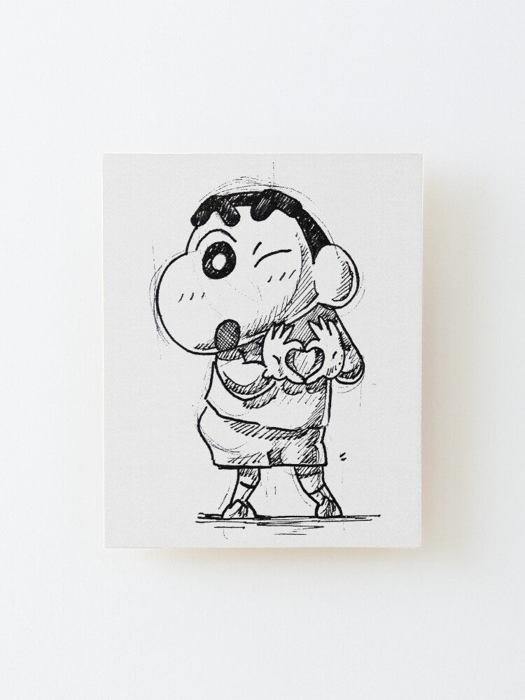 Shin Chan wink heart, shin chan Japanese classic anime, 90s cartoon, funny  boy sketch, cartoon sketch design, shinchan fan art | Mounted Print