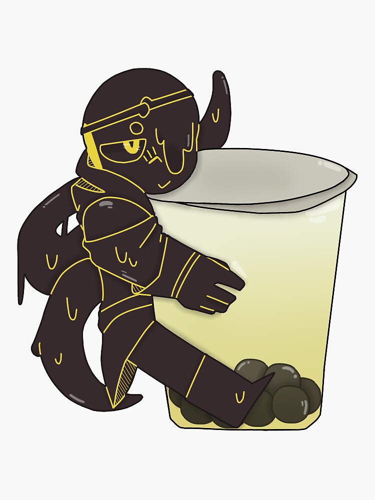 Shattered Dream Sans holding Bubble Tea Sticker for Sale by Elyssapereira