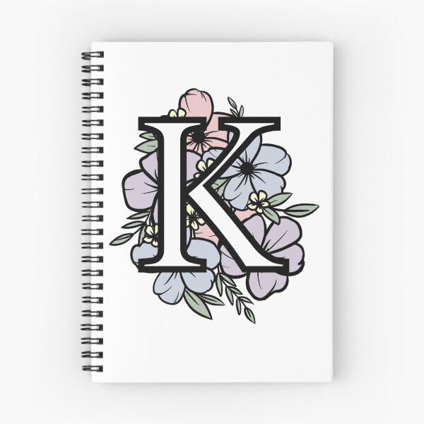 Aperçu de l'œuvre K Initial Sticker Floral créée et vendue par elenadesignsco.
