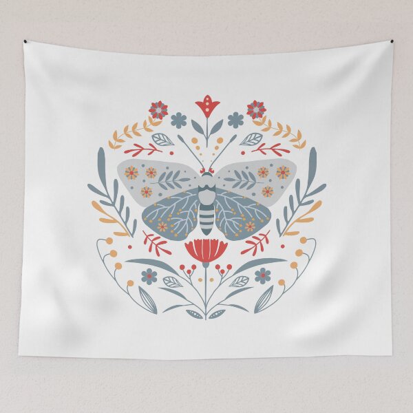 Item preview, Scandinavian Folk Art: Butterfly & Flowers designed and sold by NordicStudio.